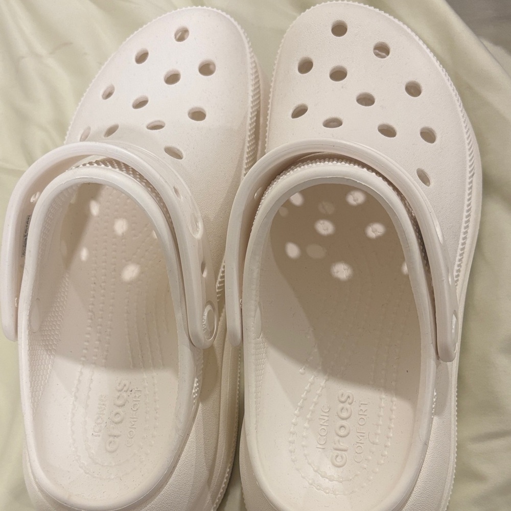 CROCS Kids White Comfort Slippers